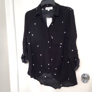 Skull Print Hi-Lo Twist Tie Top NWT
